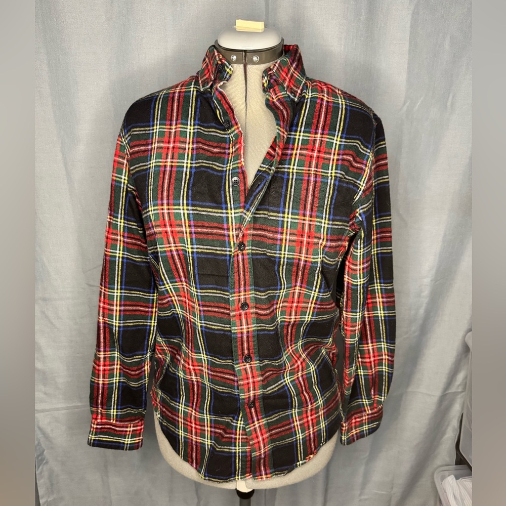 L.L. Bean Red and Green Plaid Flannel Shirt